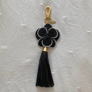 Anne Fontaine Leather and Pearl Bag Charm/Keychain